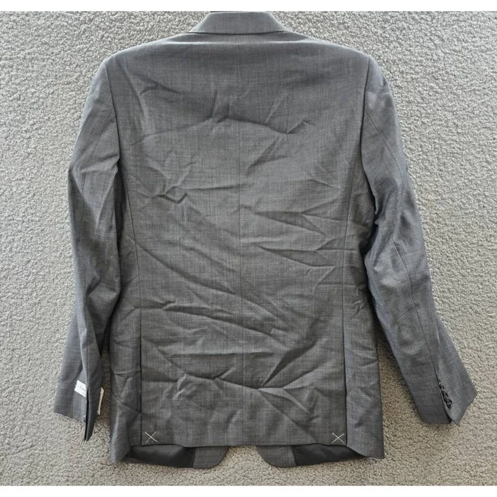 Calvin Klein Slim-Fit Wool Stretch Suit Jacket Men's 40L Gay Heather Long Sleeve